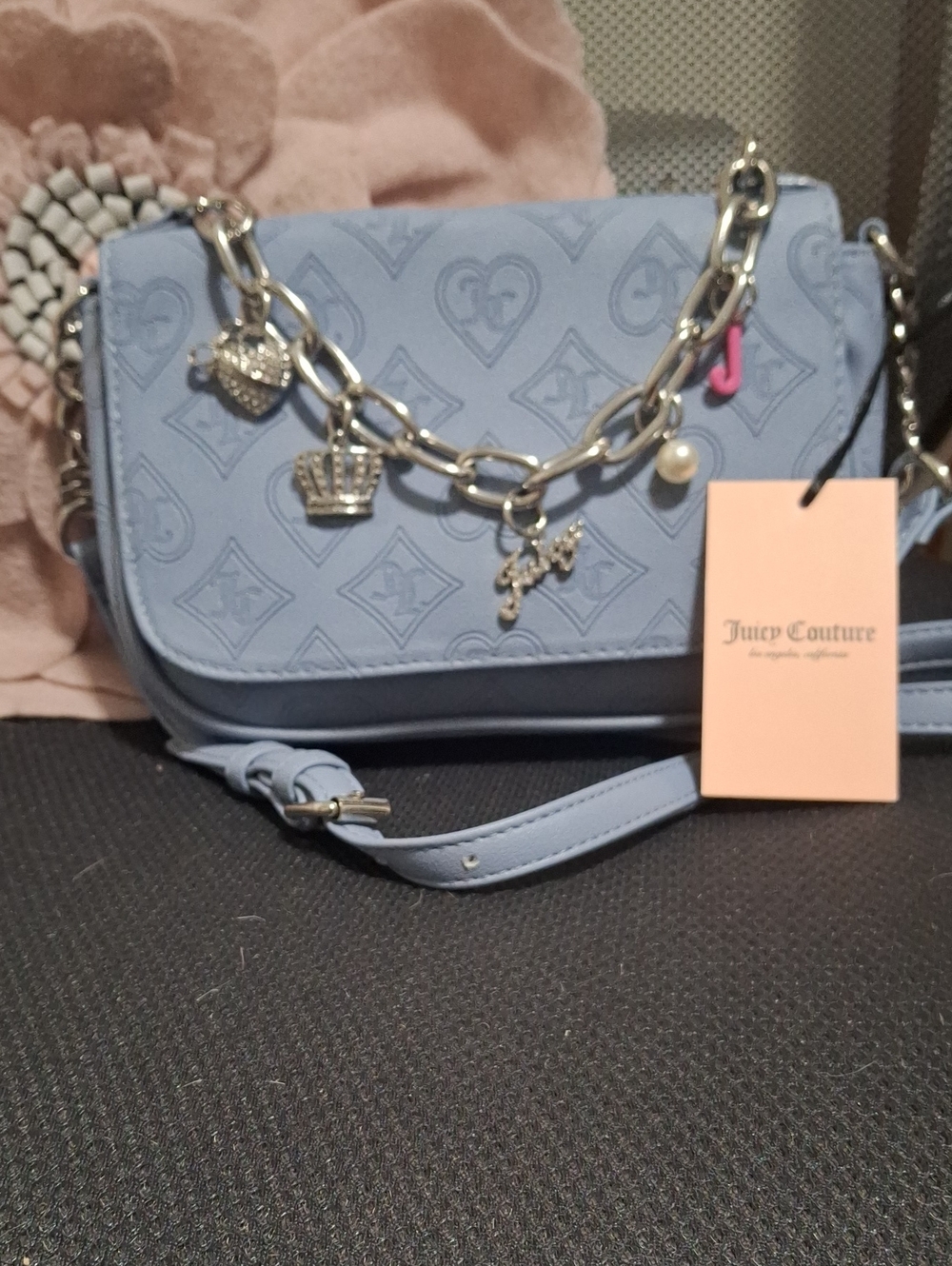 Juicy Couture Dusty Blue Crossbody with Charm Chain